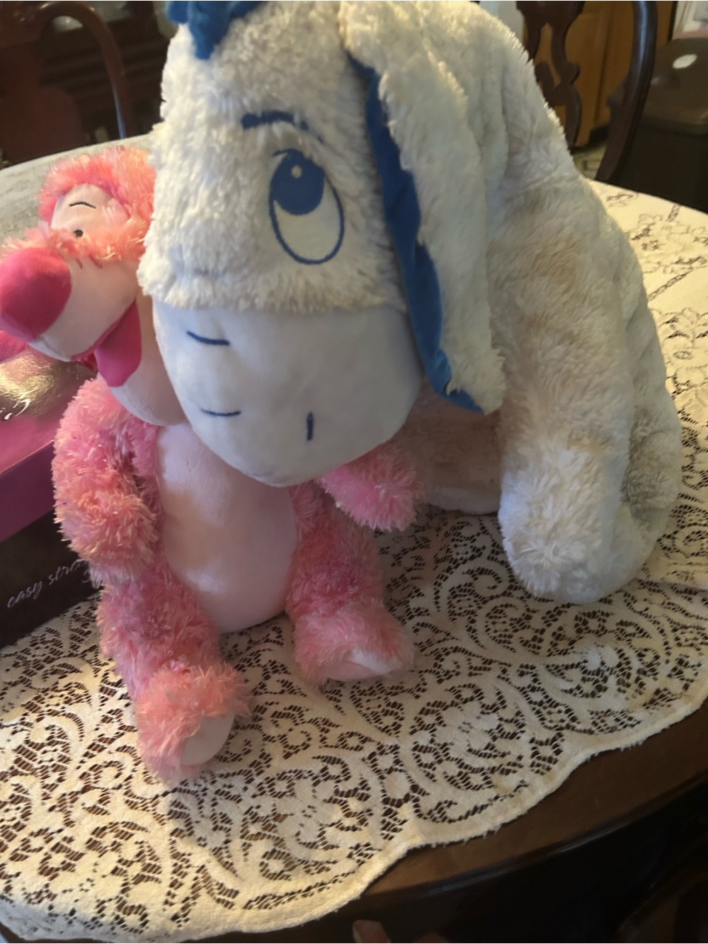 Disney Pink Monkey and White Eeyore Plush Toy Duo